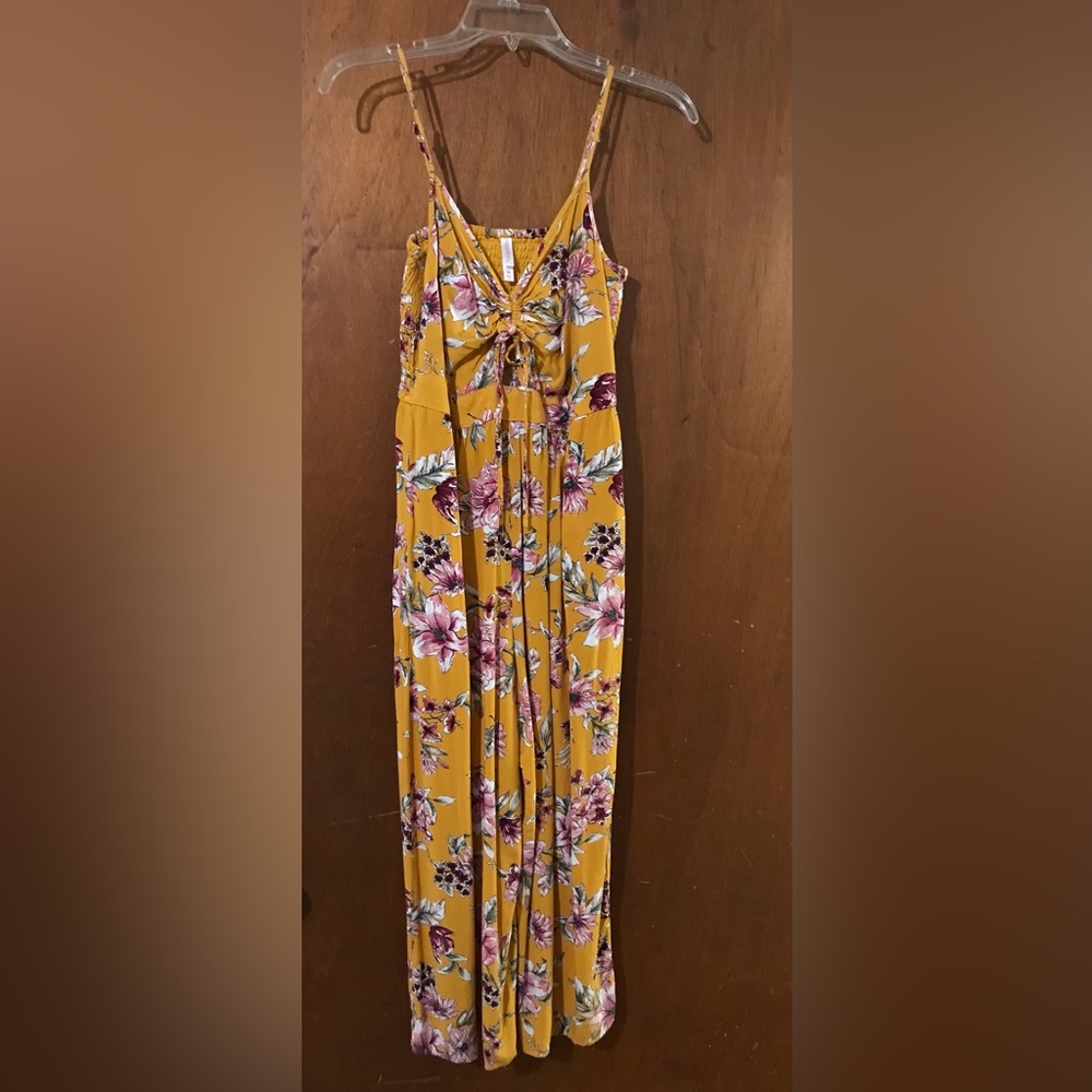 Xhilaration spaghetti strap Marigold and flowered jumpsuit